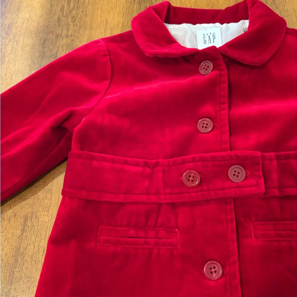 Gap velour red coat baby girl‎ 6-12 months